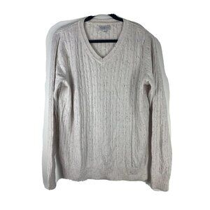Kim Rogers White/Multicolored Confetti Knit Sweater V Neck Womens Large L